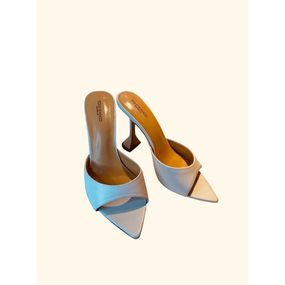 NWB Revolve Marcel  Tony Blanco Dove Nappa Women’s Sandal Heels 10. 5 cm  New